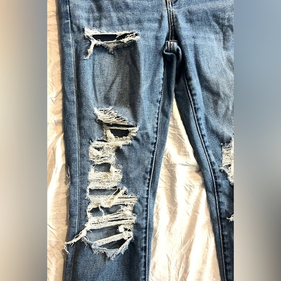 American Eagle Distressed Super Hi-Rise Jegging Blue Jeans Women’s Size 6 - Picture 2 of 16